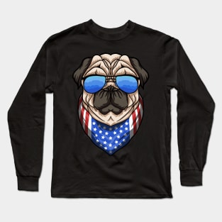 American pug dog with glasses Long Sleeve T-Shirt